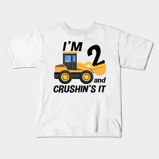 Kids Construction Truck 2nd Birthday T Shirt Boy 2 Year Old Kids T-Shirt by joneK